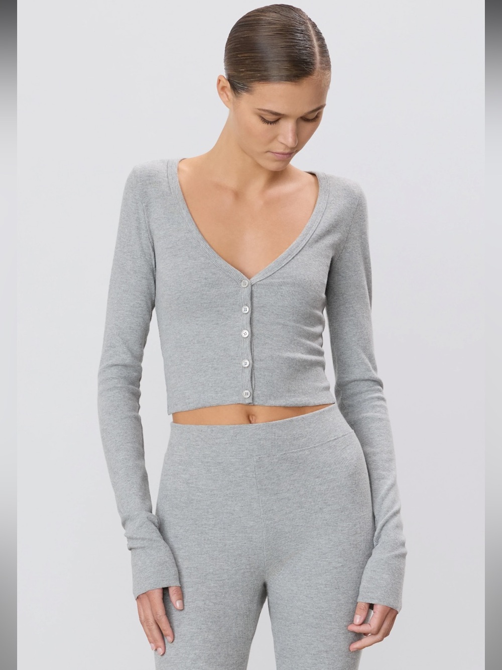 Women's Eterne Grey Cropped Cardigan $145 Size Medium Very Good